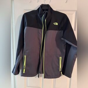 The North Face BOYS Black and Gray Jacket with Yellow Accents- XL 18-20